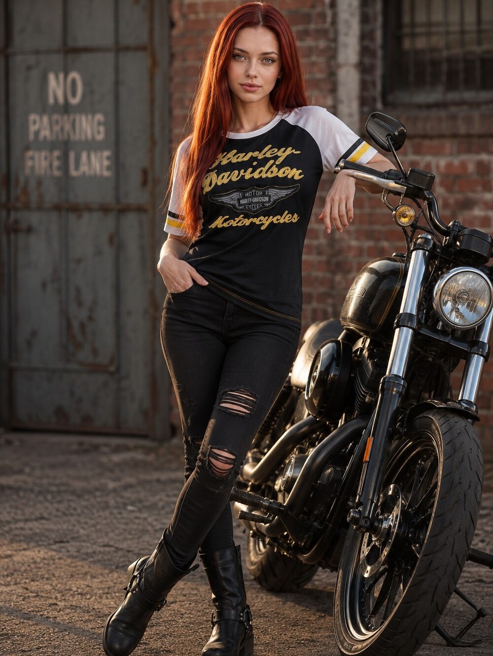 Harley-Davidson Motorclothes XL Raglan Baseball Tee Black White Yellow Y2K CC